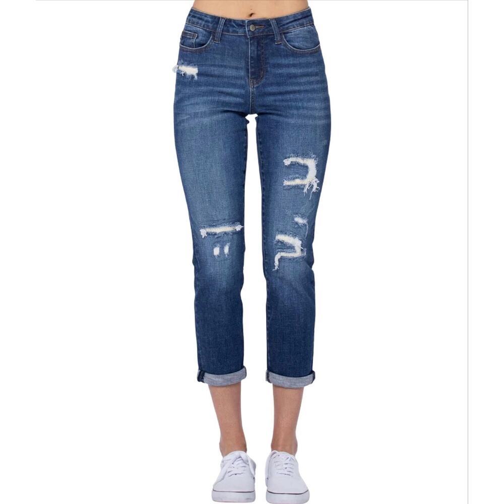 Judy Blue Boyfriend Jeans Womens 13/31 Mid Rise Distressed Stretch JB88306 *EUC